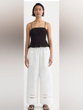 NWT Everlane The Lace Trim Pant White Size Large